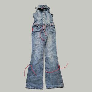 US Polo Assn Womens 11/12 Coveralls Denim One Piece Jumpsuit Hip Hop 90s Vintage